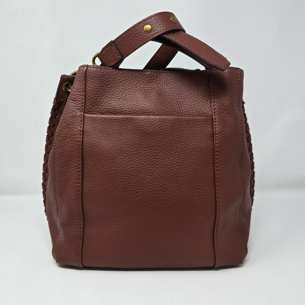 American Leather Co Luca Triple Entry Crossbody Bag Brown Leather Handbag Purse - Picture 3 of 16